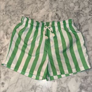 Zara Green & White Striped Swim Trunks 6/7Y